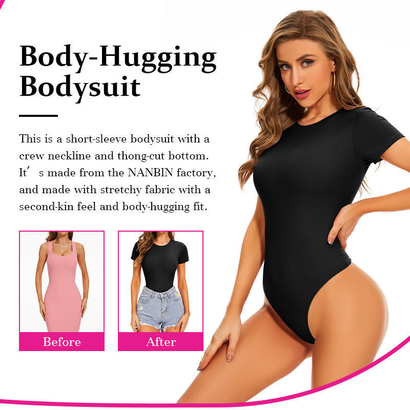 Naira Second-Skin Bodysuit — Crew Neck Short Sleeve Going-Out Top