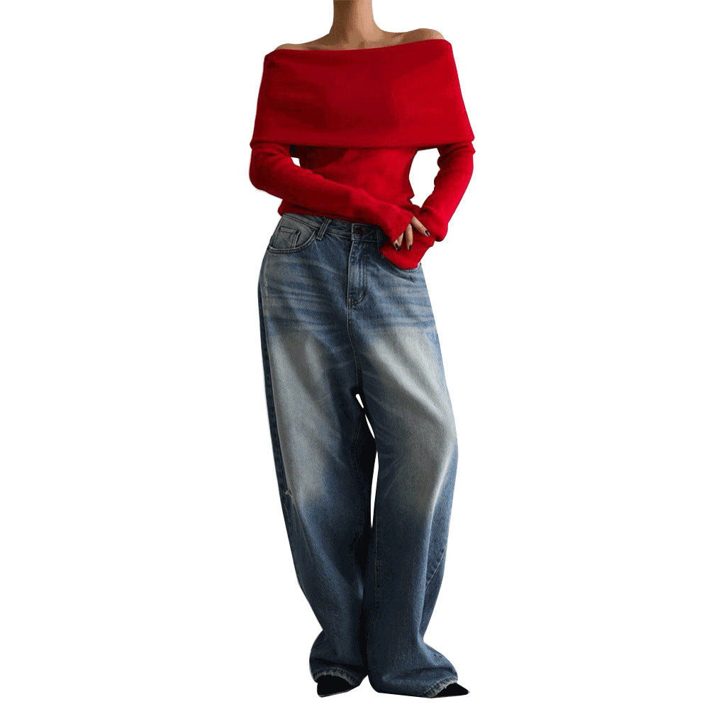 Naira Off-Shoulder Long Sleeve Knit Top — Bardot Bottoming Shirt