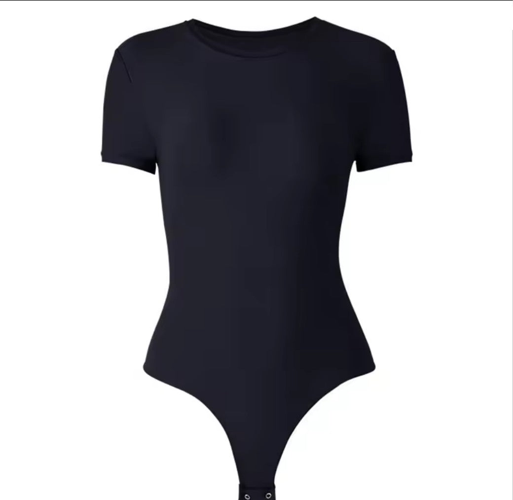 Naira Second-Skin Bodysuit — Crew Neck Short Sleeve Going-Out Top