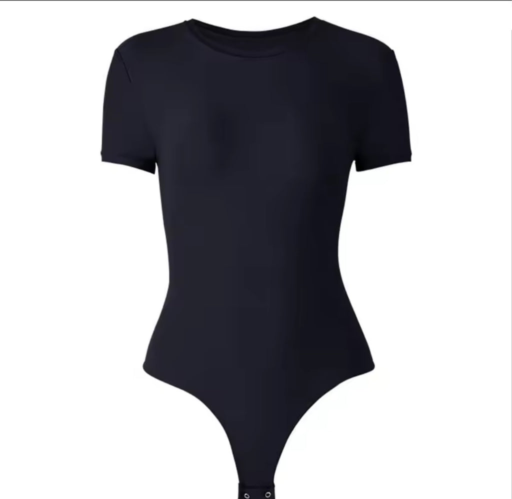 Naira Second-Skin Bodysuit — Crew Neck Short Sleeve Going-Out Top