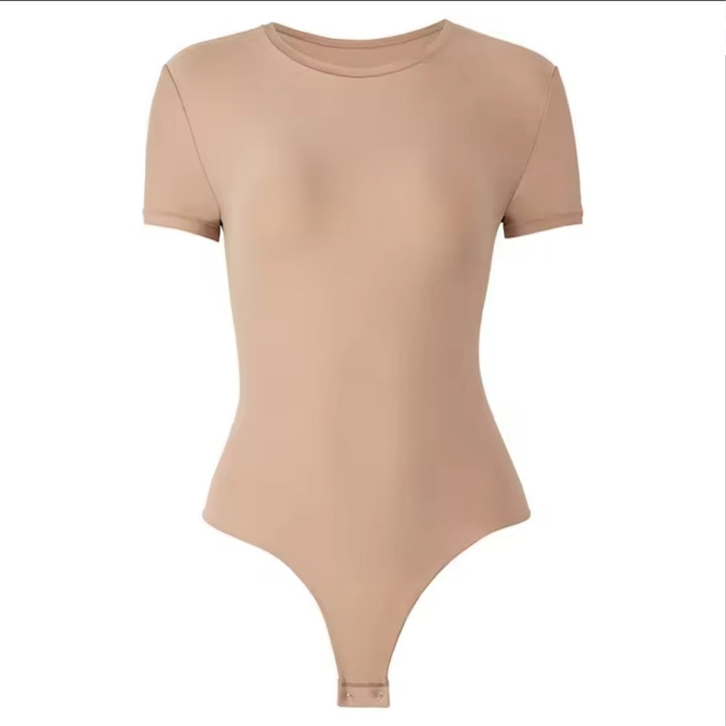 Naira Second-Skin Bodysuit — Crew Neck Short Sleeve Going-Out Top
