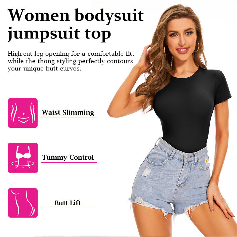 Naira Second-Skin Bodysuit — Crew Neck Short Sleeve Going-Out Top