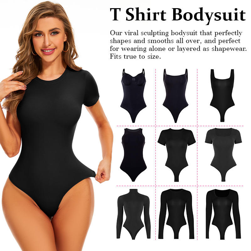 Naira Second-Skin Bodysuit — Crew Neck Short Sleeve Going-Out Top