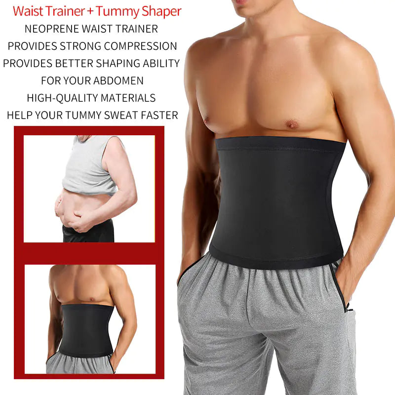 Premium Men's Sauna Body Shaper & Waist Trainer - Slimming Belt for Workouts